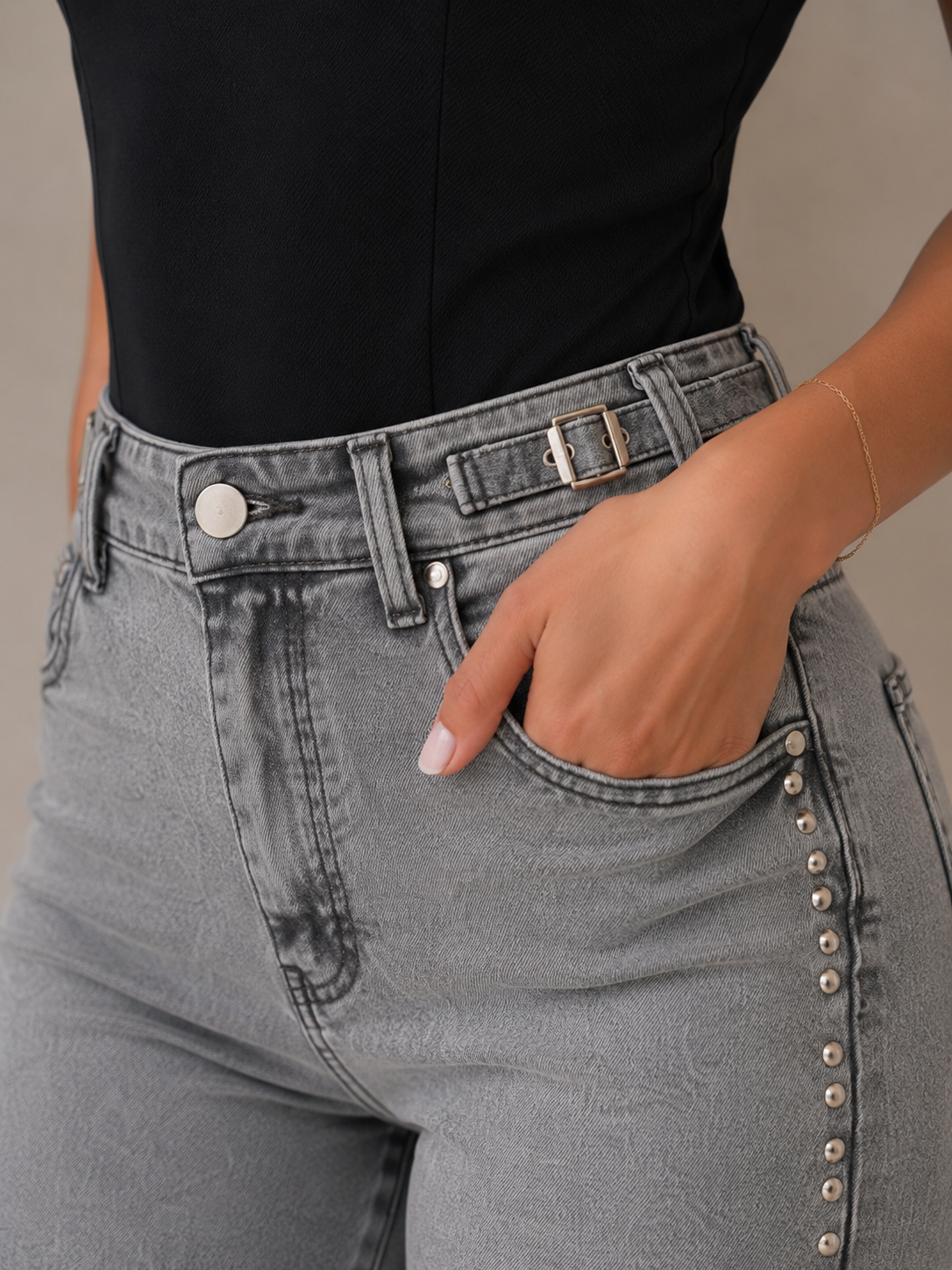 Jeans Stretch Cenizo Taches