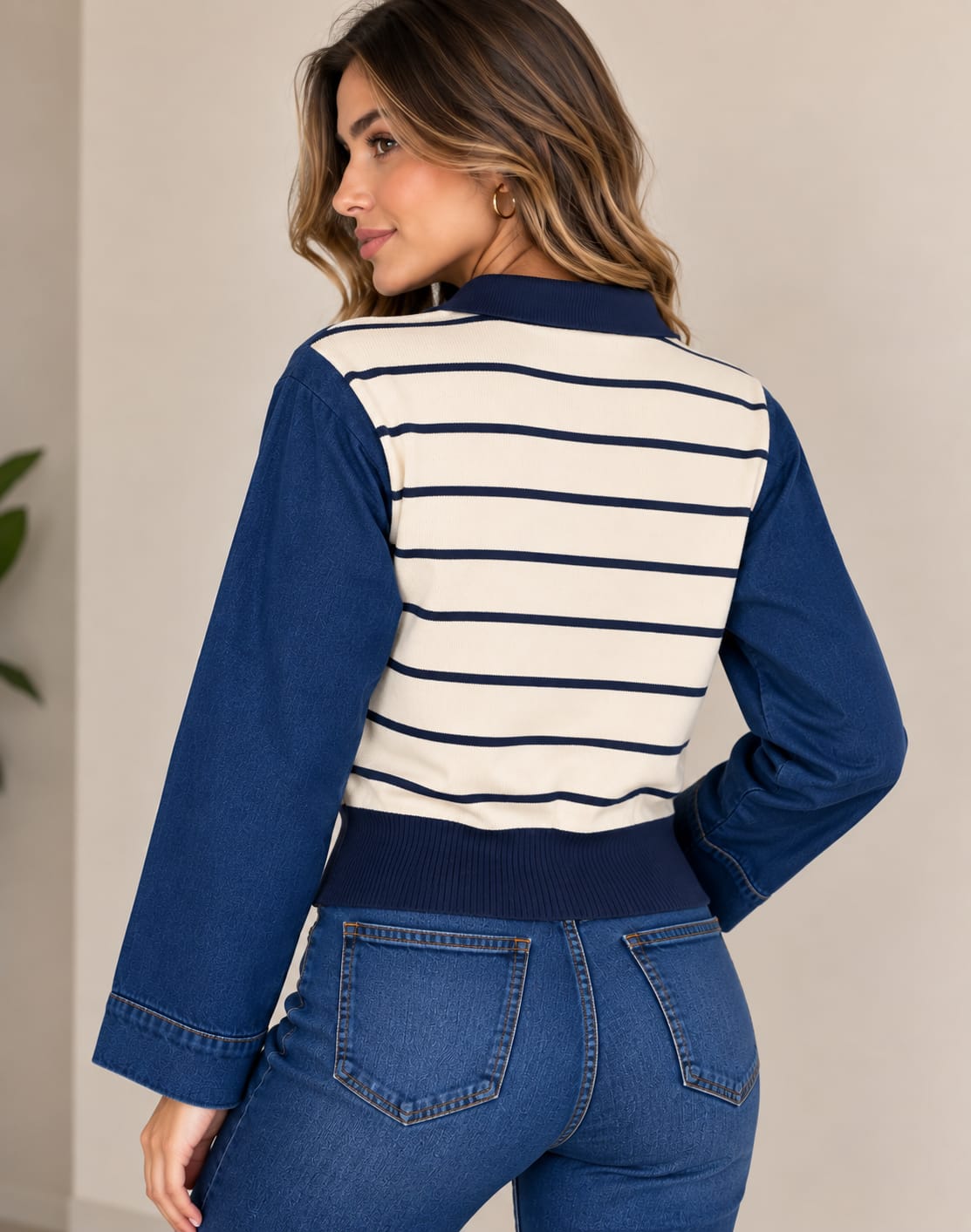 Buzo Denim Dúo, azul navy espalda