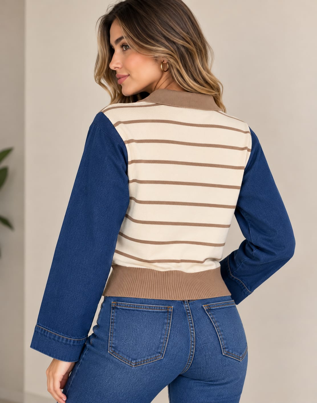 Buzo Denim Dúo, cocoa espalda