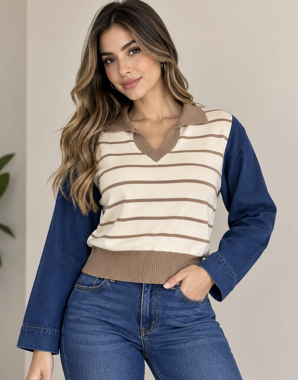 Buzo Denim Dúo, cocoa frente