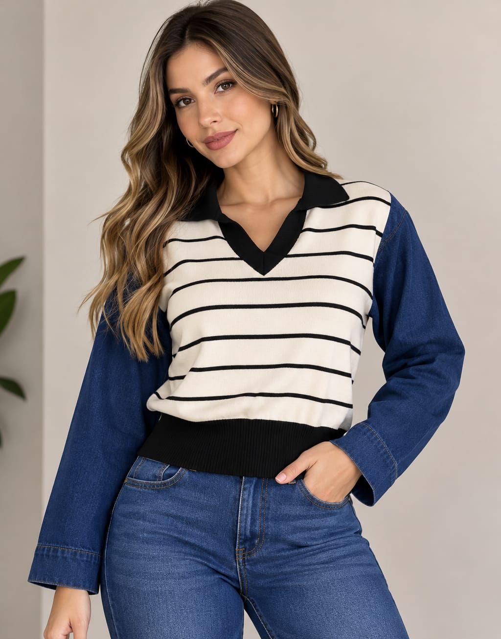 Buzo Denim Dúo, negro frente