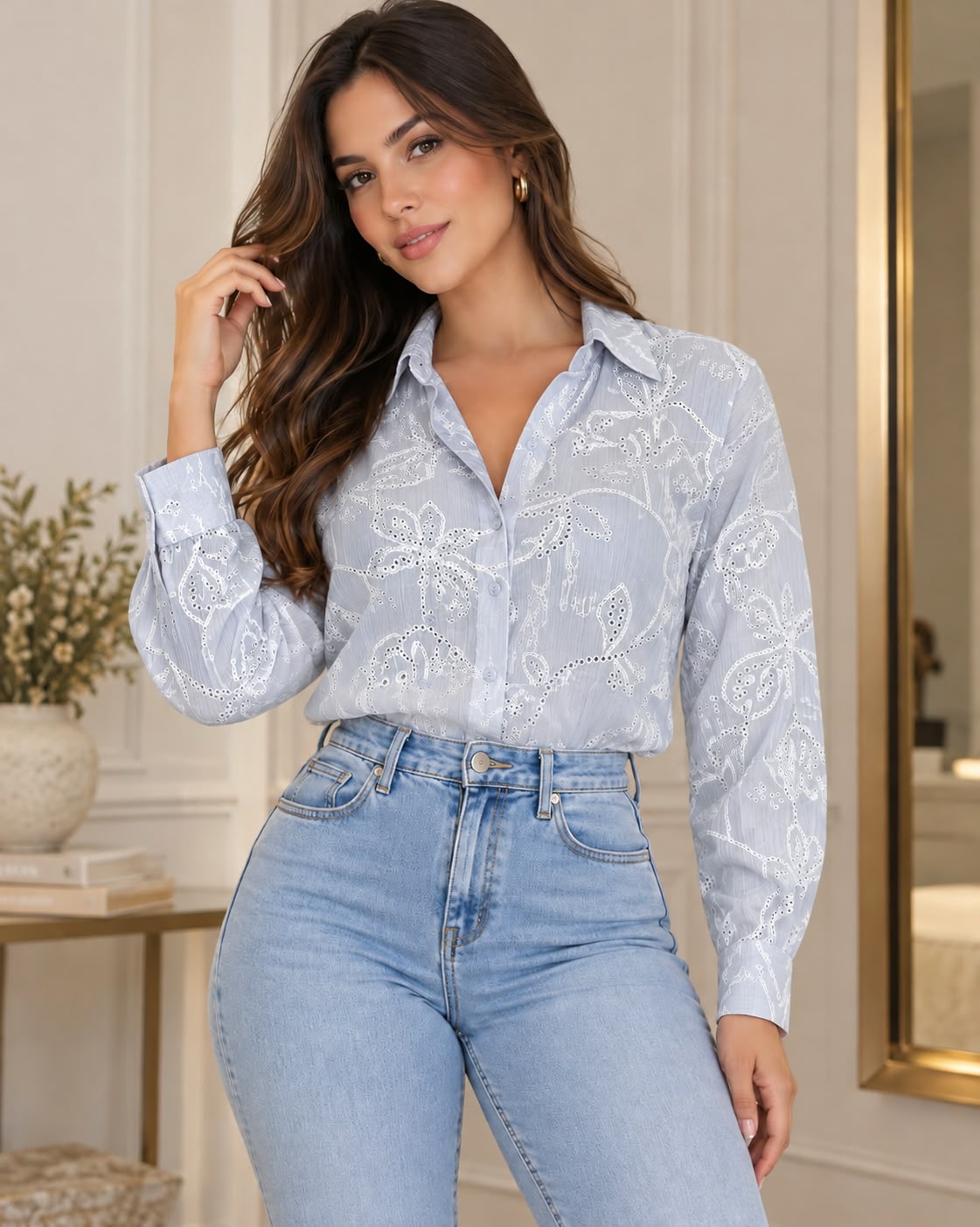 Camisa Orquídea Azul claro, vista frente