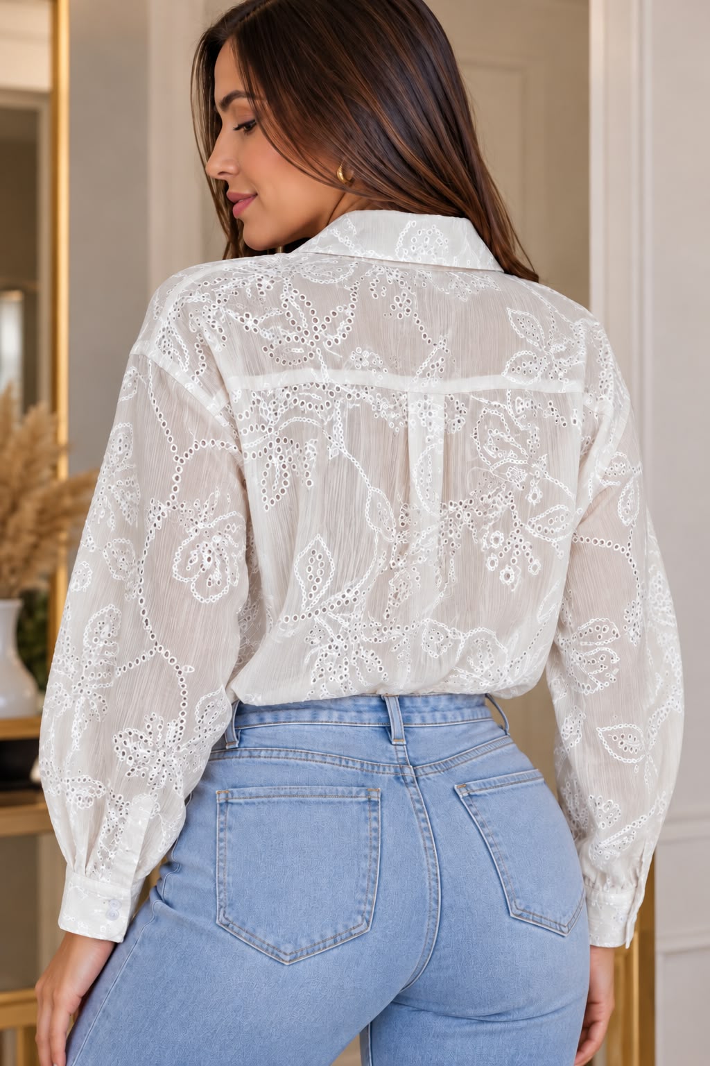 Camisa Orquídea Blanco, vista espalda