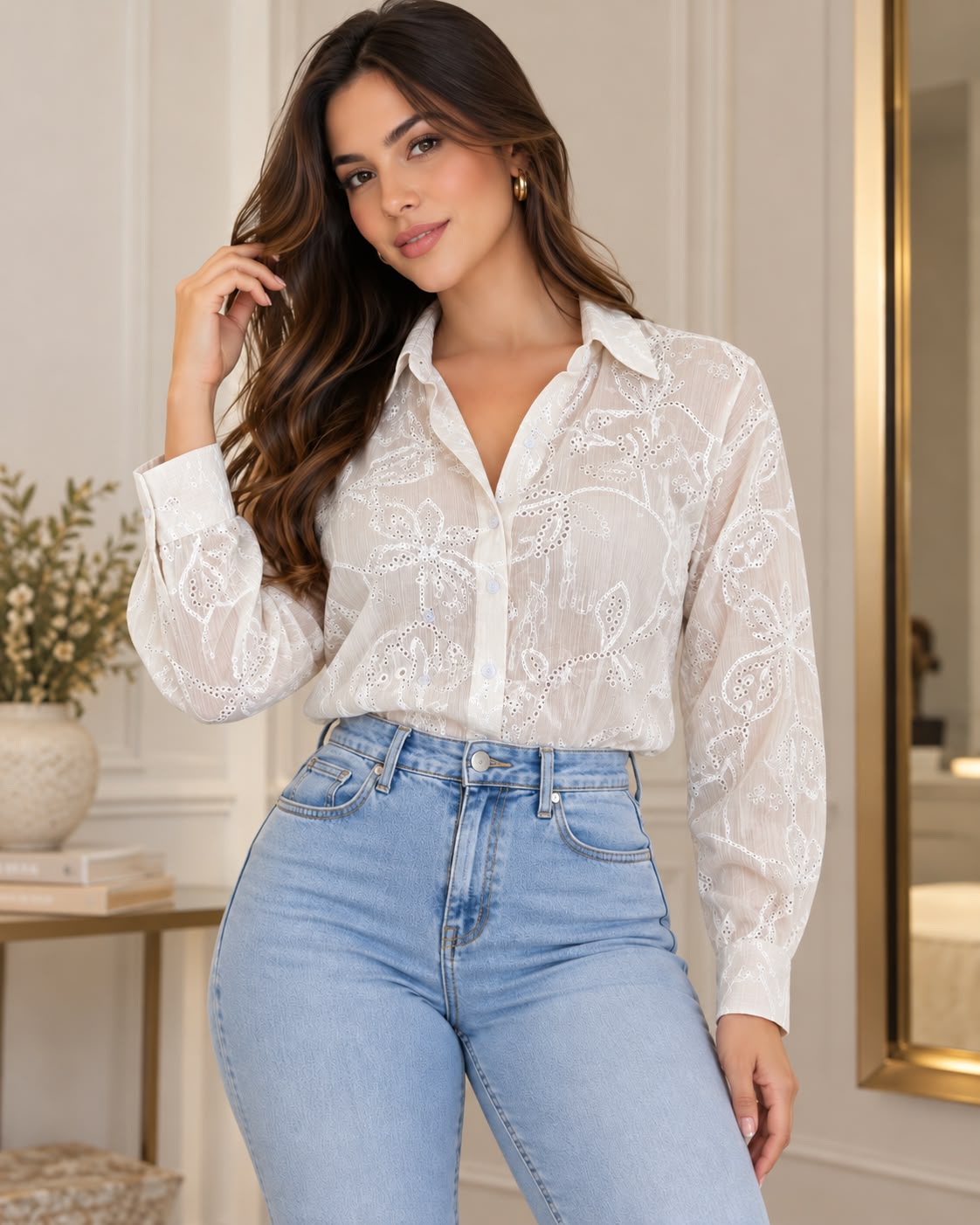 Camisa Orquídea Blanco, vista frente