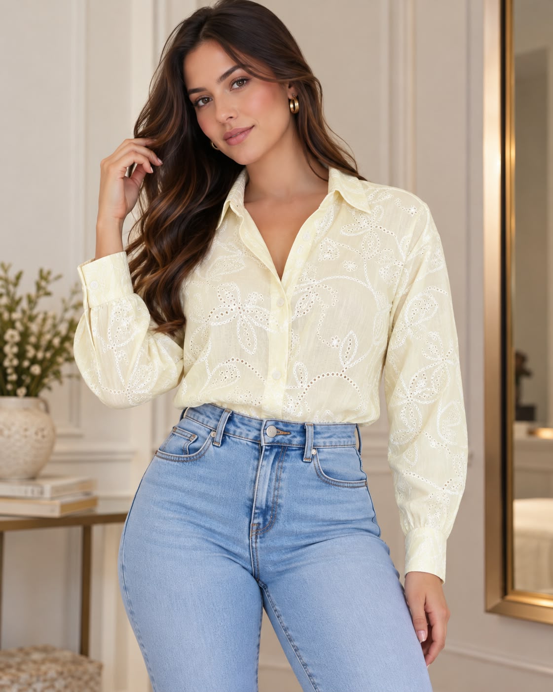Camisa Orquídea Mantequilla, vista frente