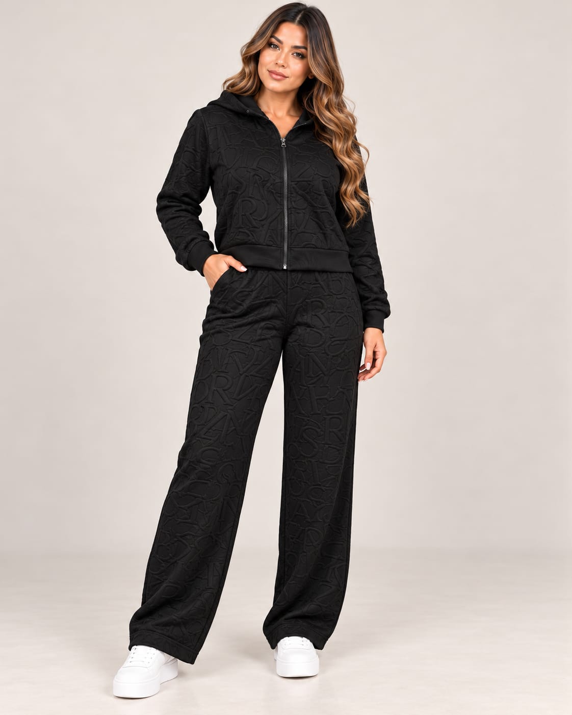 Sello de Poder Chaqueta Negro, conjunto dama, frente